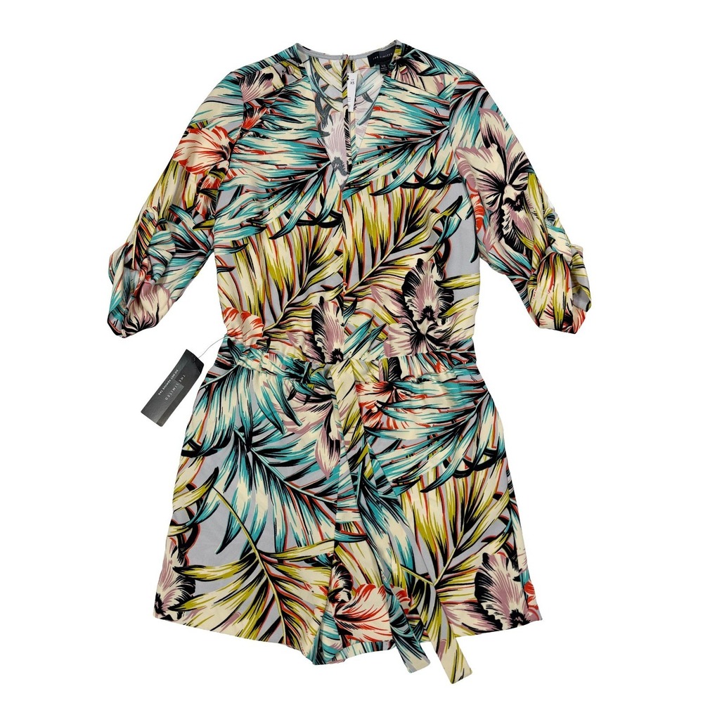 Limited Tropical Floral Print NWT Romper Women's XS V-Neck Tie Waist Summer